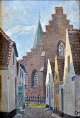 Pegasus – Kunst - Antik - Design presents: Frandsen, Frands (1885 - 1979) Denmark: Town area with church.