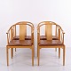 Osted Antik & Design præsenterer: Sæt af 4 Hans J. Wegner Kina Stole FH 4283 i Kirsebærtræ med Læder Fritz ...