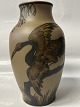 Antik Huset presents: Bornholm pottery, Hjorth, Vase motif Heron with spread wings.Height 22.0 cm.