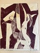Træsnit af den svenske kunstner Lars Bertle - Mand og ...