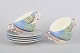 L'Art presents: Gien "Savane", set of four large morning cups with matching saucers.