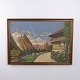 Osted Antik & Design presents: Oil Painting with Alpine Landscape and Mountain Farms, circa 1940–1960