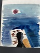 Ole Buus Larsen præsenterer: Akvarel af den svenske kunstner Lars Bertle - Person ved havet.