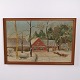 Osted Antik & Design presents: Oil Painting on Canvas with Winter Landscape and House in Gilt Frame 58 x 87.5 cm