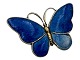 Antik K presents: Danish Sterling silverBlue brooch with enamel butterfly