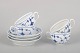 L'Art presents: Royal Copenhagen Blue Fluted Plain, set of four coffee cups with matching saucers.