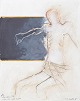 L'Art presents: Nis Schmidt, "Ved tavle II", mixed media on paper, listed Danish visual artist.
