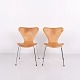 Osted Antik & Design presents: Set of 2 Arne Jacobsen Series 7 Chairs Model 3107 in Maple and Cognac Leather ...
