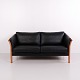Osted Antik & Design presents: Hjort Knudsen Classic Two Seater Slatted Sofa in Black Leather and Solid Wood