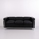 Osted Antik & Design presents: LC2 Three Seater Sofa in Original Black Leather and Chrome by Cassina