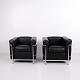 Osted Antik & Design presents: Pair of LC2 Armchairs in Black Leather and Chromed Steel by Cassina