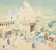 L'Art presents: Yahia Turki, “Souika Tunis”, gouache, listed Tunisian visual artist.