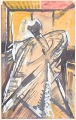 L'Art presents: Umar Tell, mixed media on paper, listed Swedish artist.