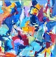 Dansk Kunstgalleri præsenterer: "Abstrakt Zone" flot unika maleri, monteret i massiv egetræs svæveramme fra ...