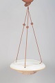 L'Art presents: European art deco opaline glass pendant lamp.