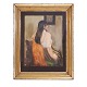 Aabenraa Antikvitetshandel presents: Carl Fischer, 1887-1962, watercolour. Motif depicting a seated woman seen ...