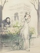 L'Art presents: Louis Icart, etching, listed French artist."Marchande de Fleurs" or "Fleurs de Paris" "Flower ...