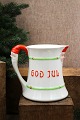 Gammel håndmalet fajance julekande med "God Jul" og nisse ansigter fra Gustafsberg...