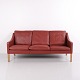 Børge Mogensen 3 Personers Sofa Model 2209 i Rødbrunt Læder for Fredericia Stolefabrik