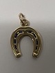 Antik Huset præsenterer: 14 karat guld. Hestesko med Blå emalje.Charms / Vedhæng.Højde 1,7 cm.