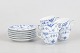 L'Art presents: Royal Copenhagen, Blue Fluted Half Lace, set of six coffee cups and saucers.