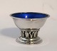 Lundin Antique presents: Georg Jensen. Sterling silver salt cellar with blue enamel. Design 180. Diameter 5.5 ...