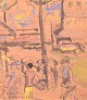 L'Art presents: Erik Larsen, Parisian street scene, mixed media on paper, listed Danish visual artist.