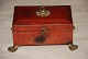 Small Danish jewelry box fitted with leather and gildet bronze approx 1820.