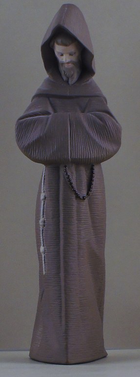 Large Lladro figure of a monk in stoneware.