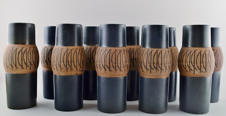 Gustavsberg, Lisa Larsson 10 pottery vases in modern design.
