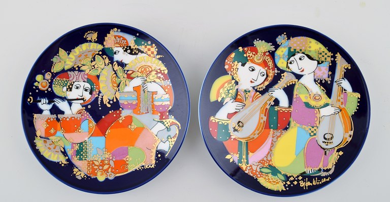 2 Rosenthal, Bjørn Wiinblad "Studio-linie" tallerkener i porcelæn.
