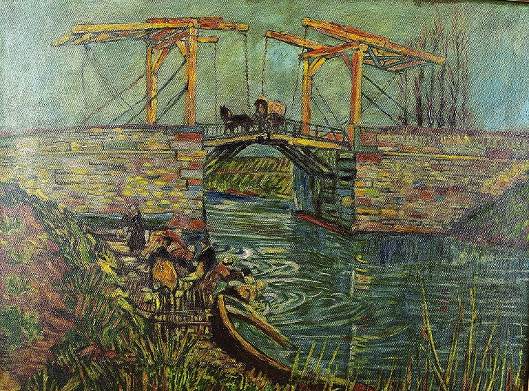 Olie på lærred efter Van Gogh.
Langlois-broen i Arles
I perfekt stand. 1900 tallet. Usigneret.