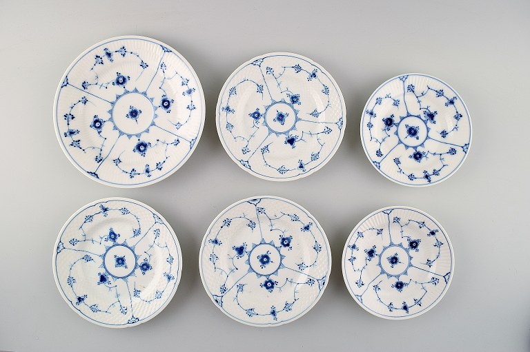 Collection of 6 early B&G, Bing & Grondahl Blue Fluted dishes.
