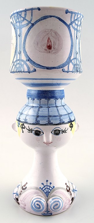 Bjorn Wiinblad 1918-2006: Vase / center piece in polychrome ceramic.