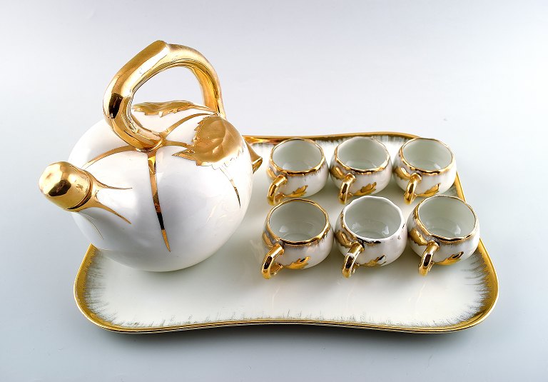 P. Pastaud for Limoges, France. tea / mocha / Sake set for 6 p. on tray.