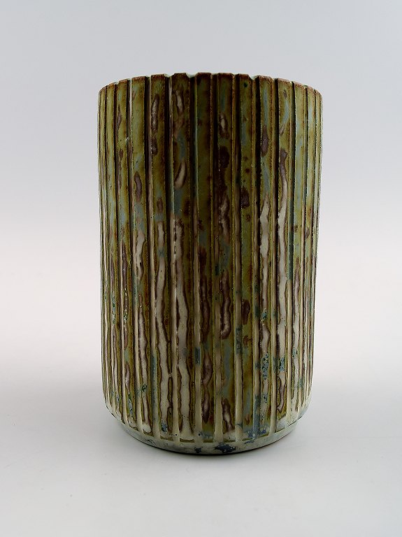 Arne Bang. Ceramic Vase, fluted design.
