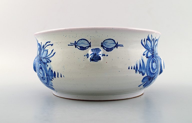 Bjørn Wiinblad unika keramik urtepotteskjuler, blå glasur.
