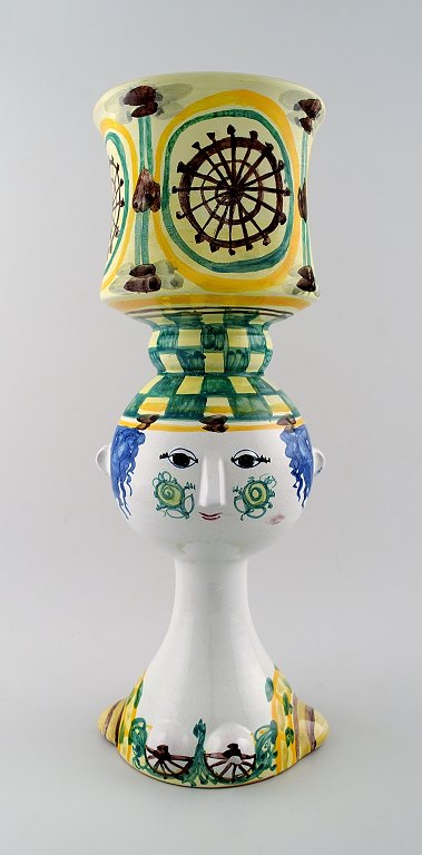 Large Bjørn Wiinblad 1918-2006: Unique vase of multicolored ceramic.