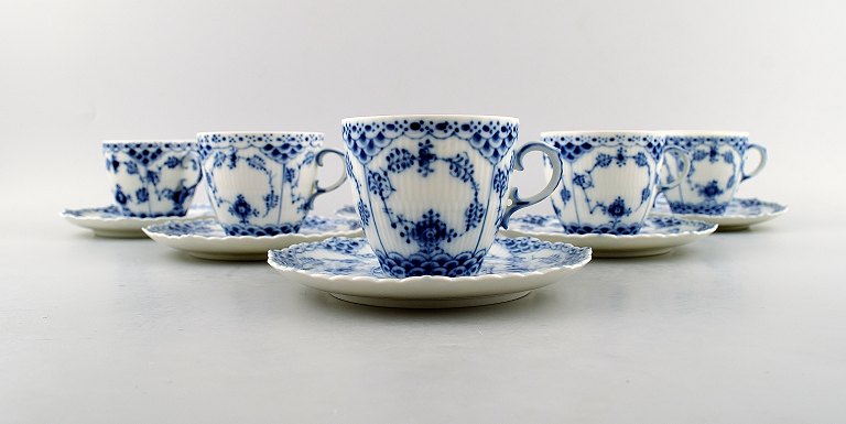 6 sets Royal Copenhagen Blue Fluted full lace coffee cups and saucers
No. 1035.