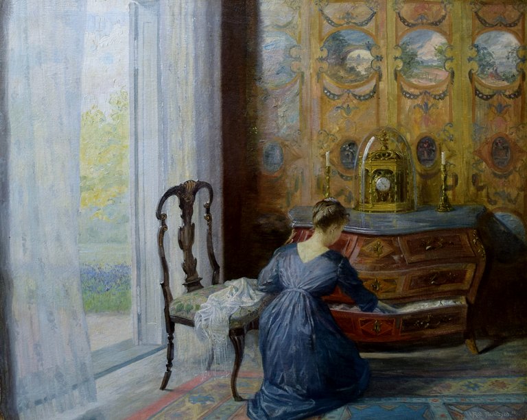 Robert Panitzsch 1879-1949. Interior with young woman.
