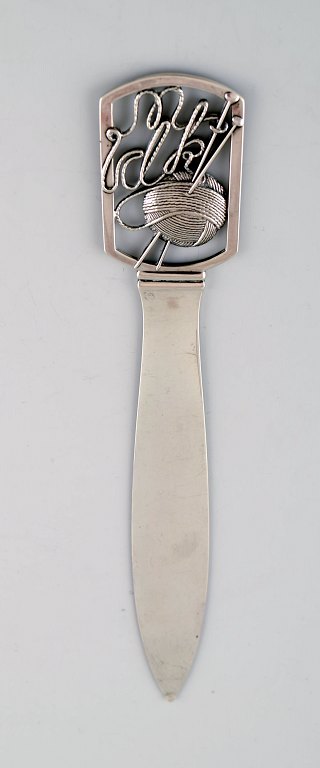Dansk sølv, stor brevkniv med garnnøgle.
