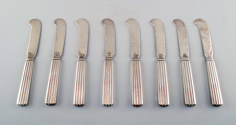 Bernadotte silver cutlery Georg Jensen, 8 butter knifes.
