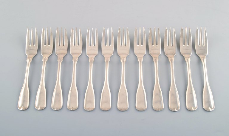 12 cake forks, Old rifled, Danish silver 0.830.
