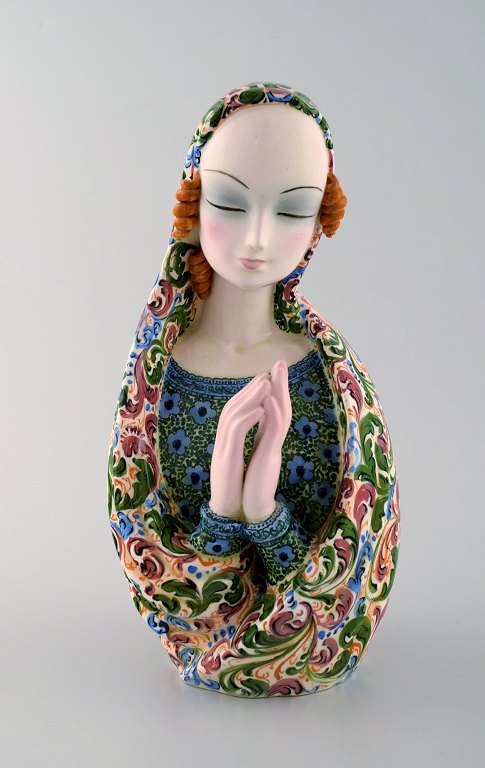 Teodoro Sebelin. Bedende madonna. Art deco keramikfigur. 1930