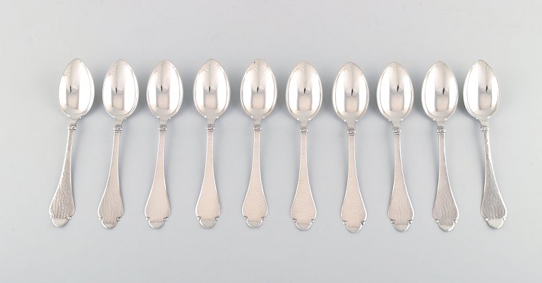Horsens Silver, Denmark: W & S Sørensen. 9 pcs. Bernstoff table spoons
