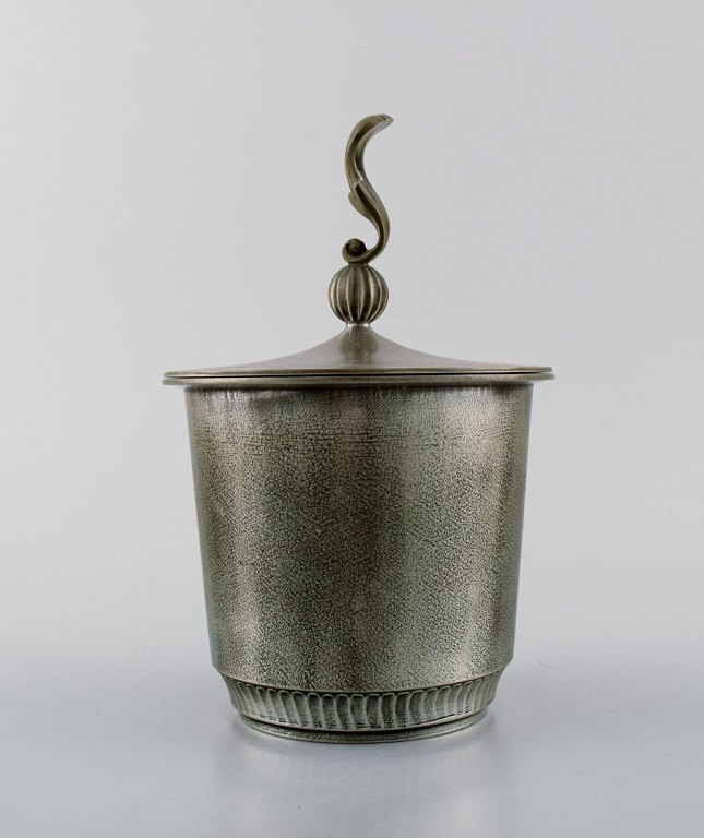 Lidded jar in pewter by Edvin Ollers. Swedish design.
