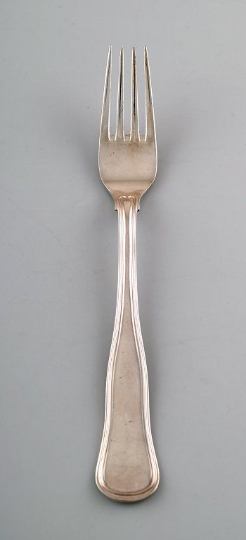 Cohr middagsgaffel, dobbeltriflet bestik af tretårnet sølv. 1950
