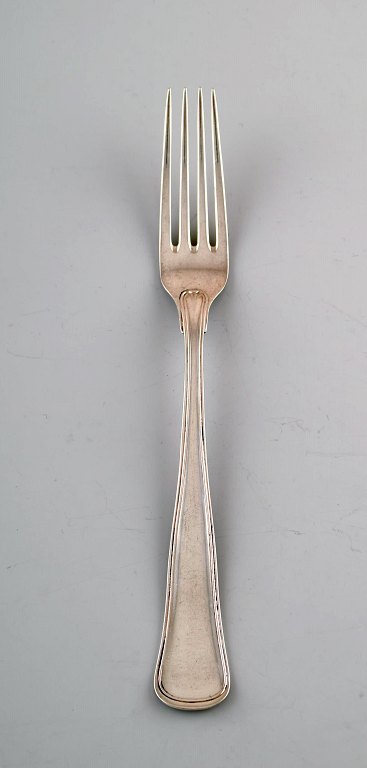 Horsens Sølv. Dobbeltriflet middagsgaffel i tretårnet sølv. 1950