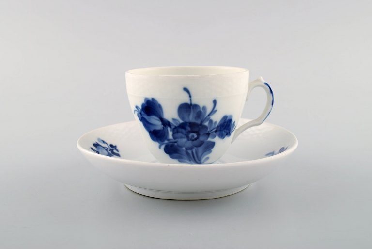 5 set of Royal Copenhagen blue flower, coffee cup and saucer. Number 10/8040.