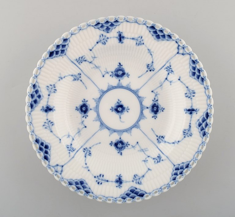 A set of 6 Royal Copenhagen Blue Fluted Full Lace Deep Plates # 1/1078.

